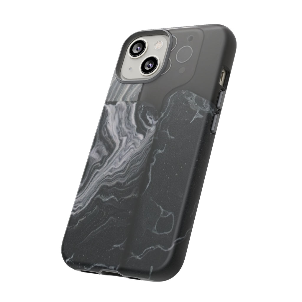 Black Marble Tough Phone Case — Protective iPhone Cover with Marble Texture