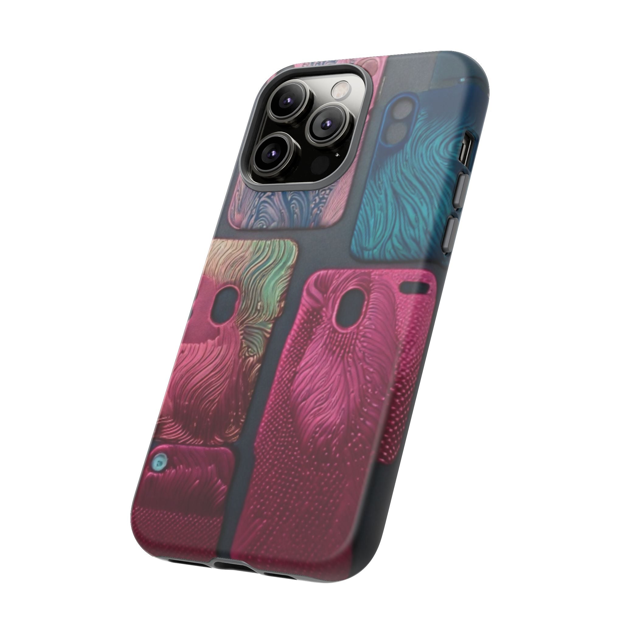 Tough Case - Colorful Textured Phone Case (Protective, Artistic Swirl Design)