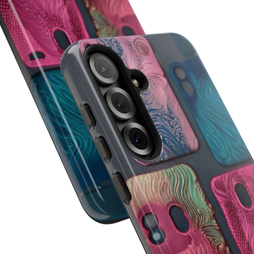 Tough Case - Colorful Textured Phone Case (Protective, Artistic Swirl Design)