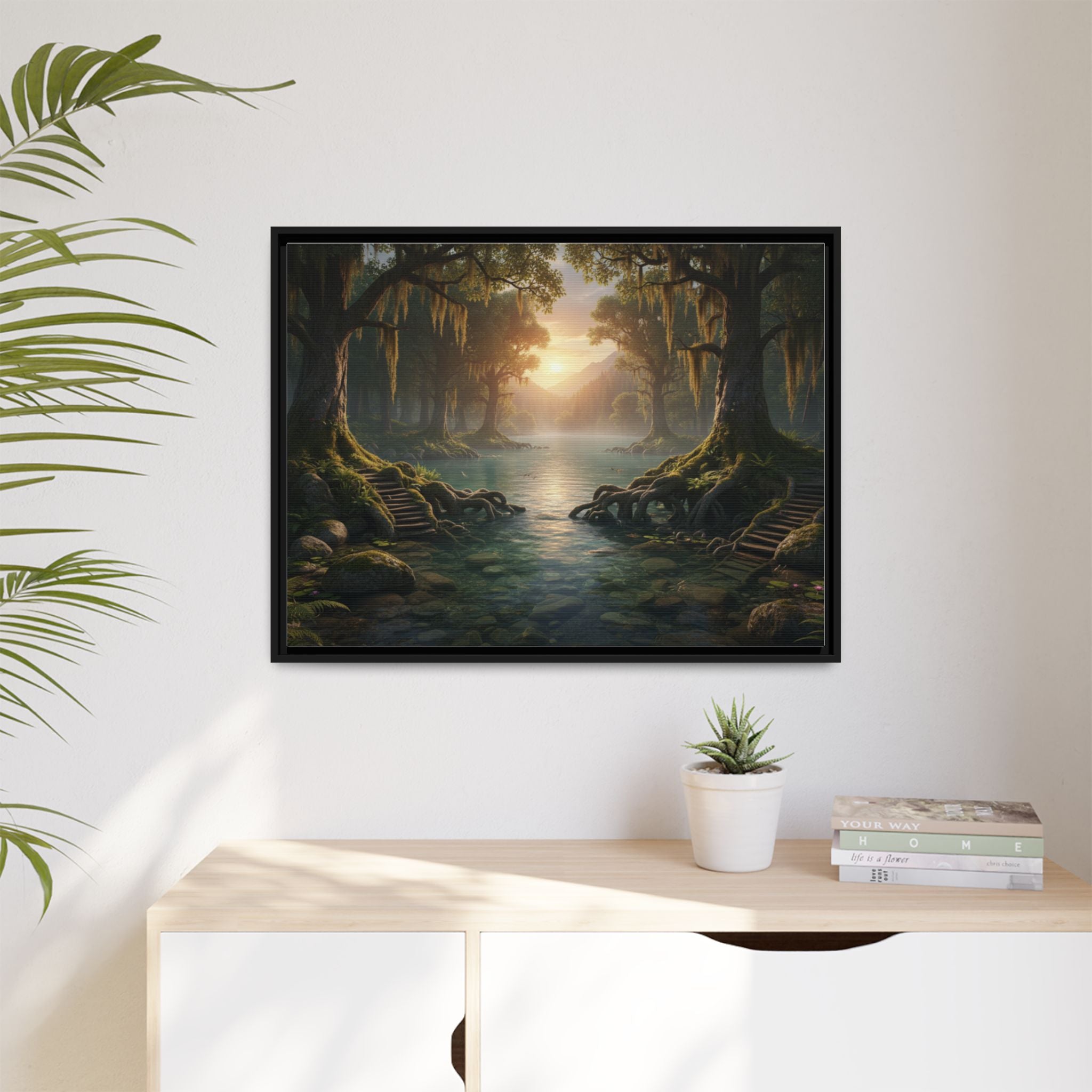 Framed Matte Canvas Art - Step In To The Water