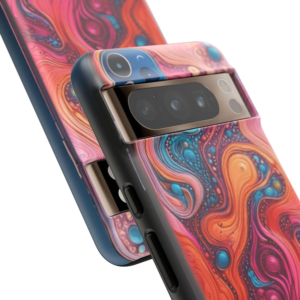 Abstract Swirl Tough Phone Case — Colorful Liquid Art Protective Cover