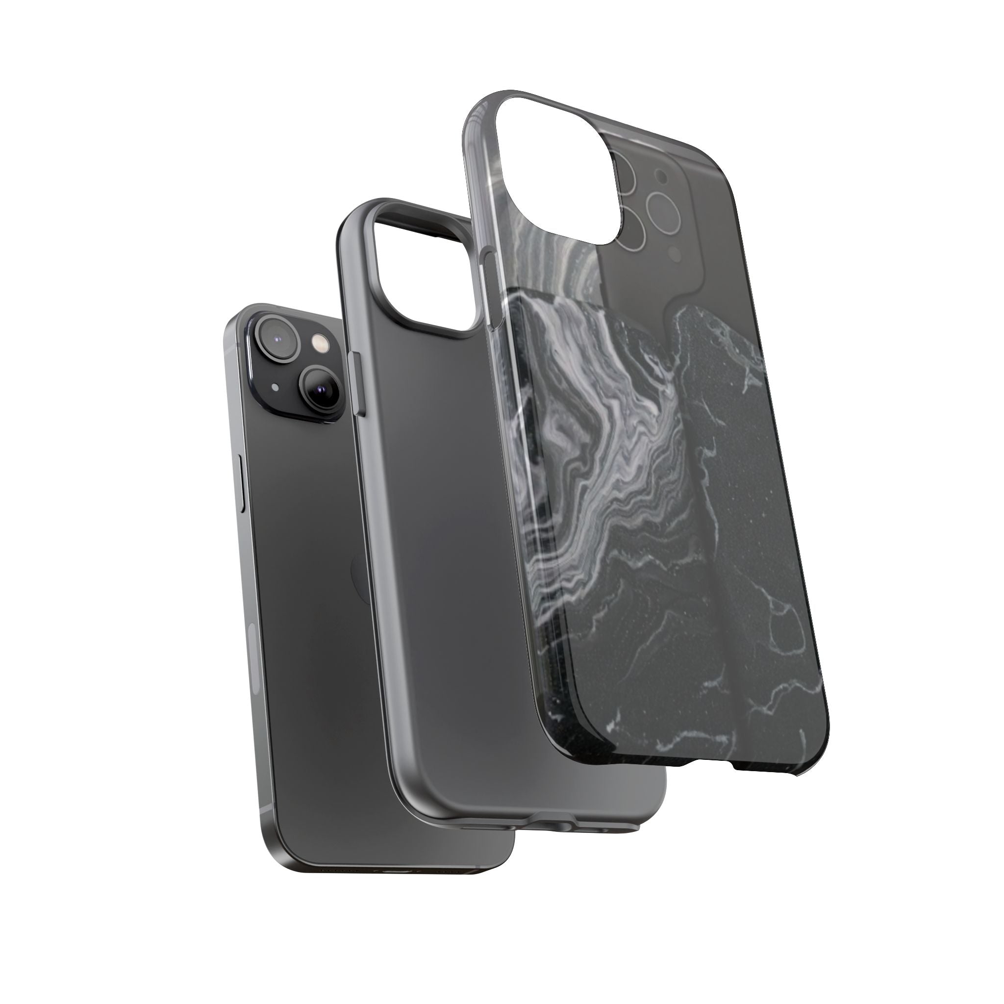 Black Marble Tough Phone Case — Protective iPhone Cover with Marble Texture