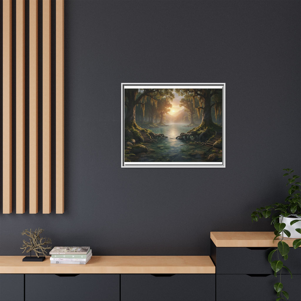 Framed Matte Canvas Art - Step In To The Water