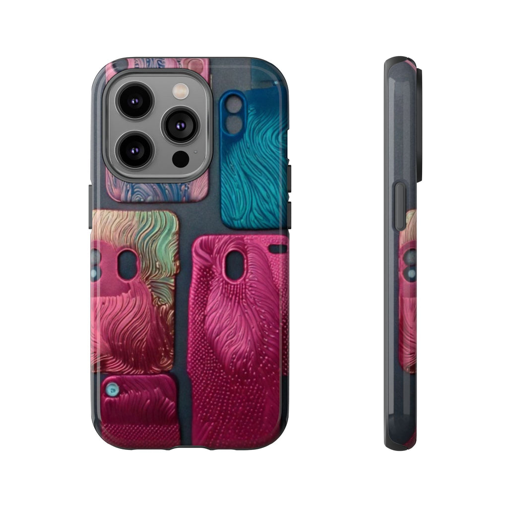 Tough Case - Colorful Textured Phone Case (Protective, Artistic Swirl Design)