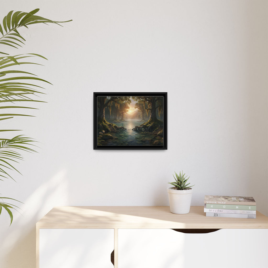 Framed Matte Canvas Art - Step In To The Water