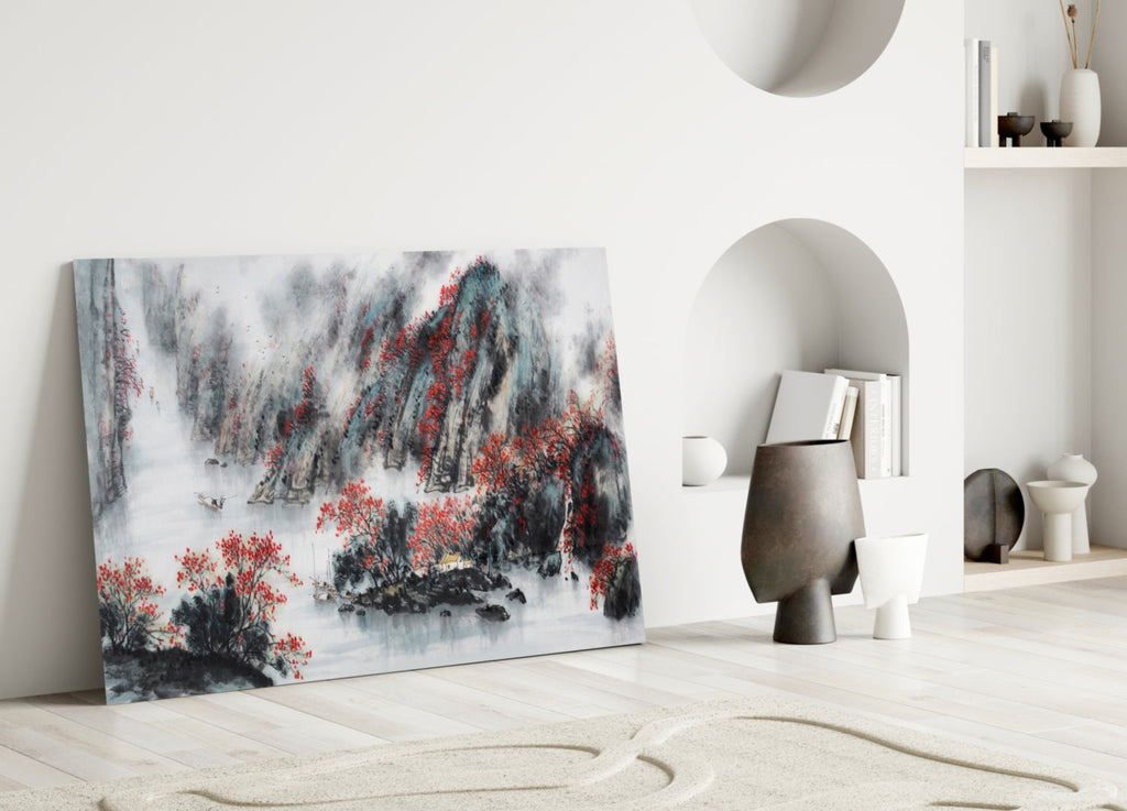 Japanese Drawing Glass Wall Art-2