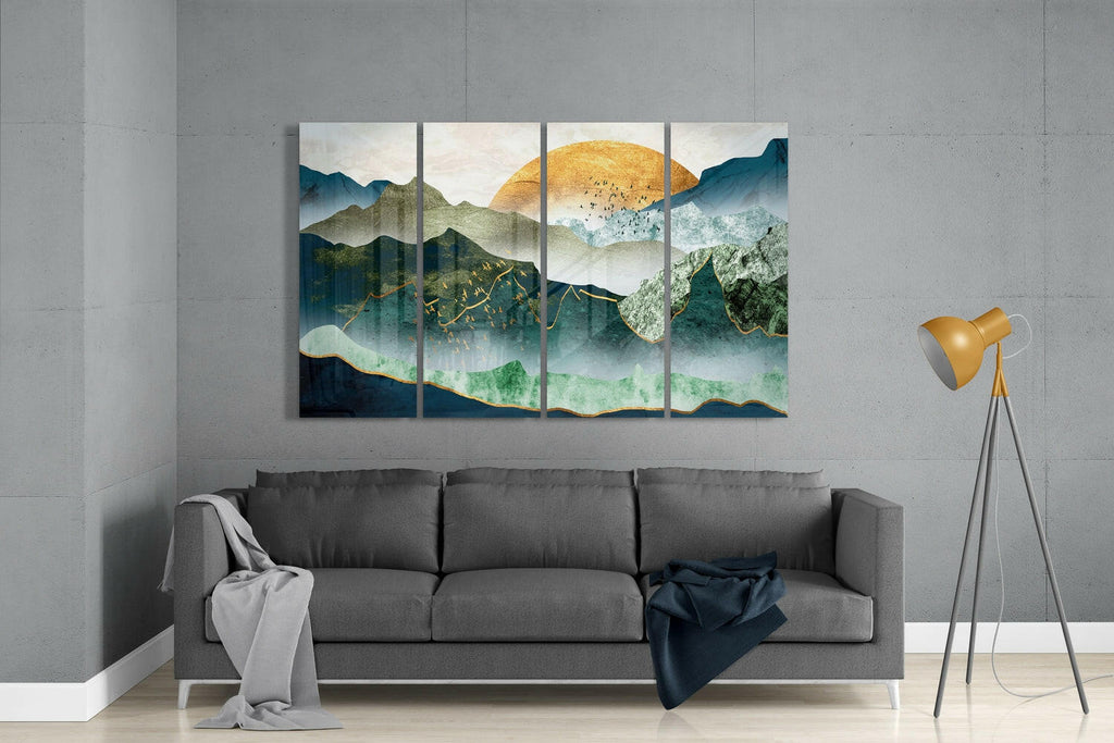 Japanese Sunset 4 Pieces Mega Glass Wall Art (59"x36")-2