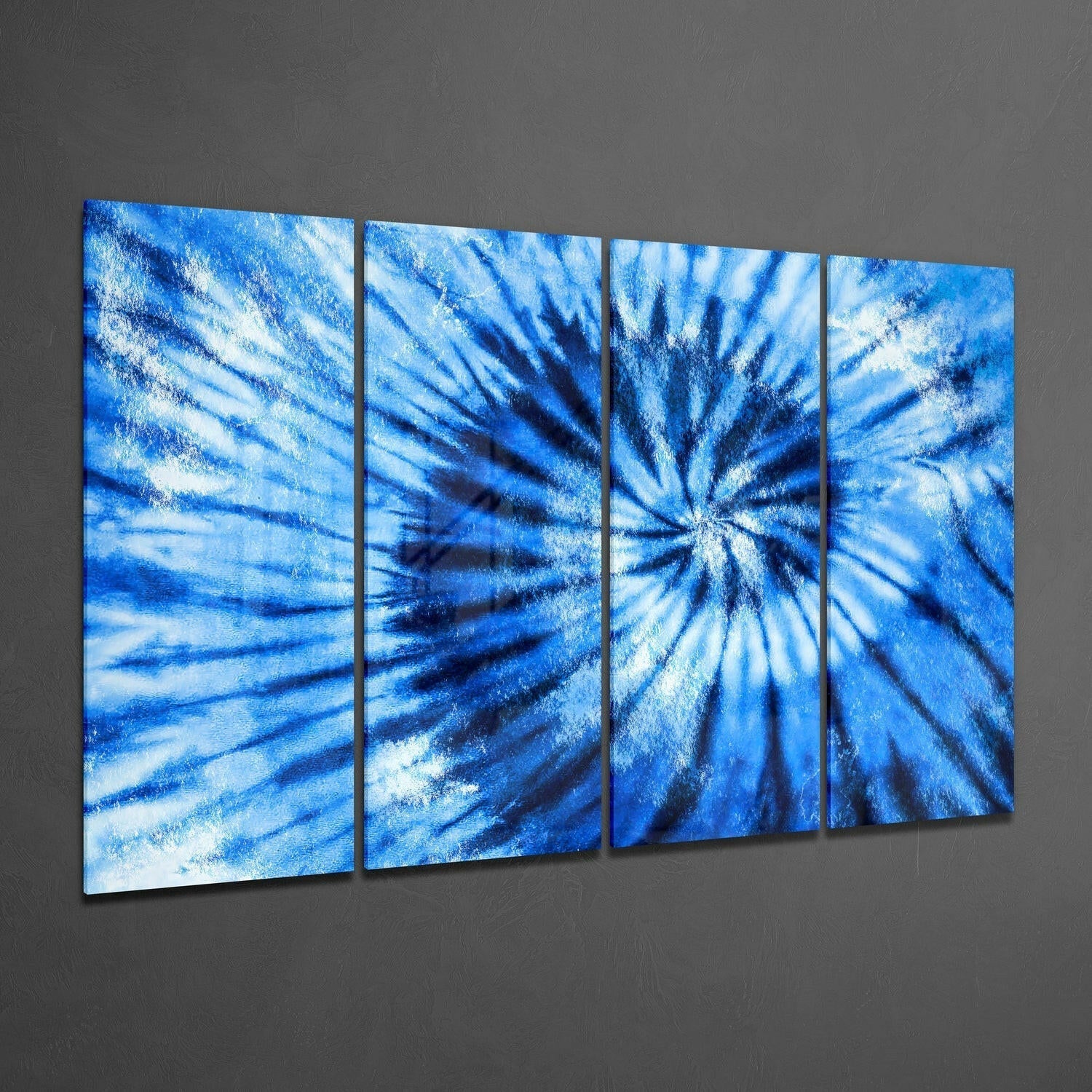 Blue Spiral 4 Pieces Mega Glass Wall Art (59"x36")-1