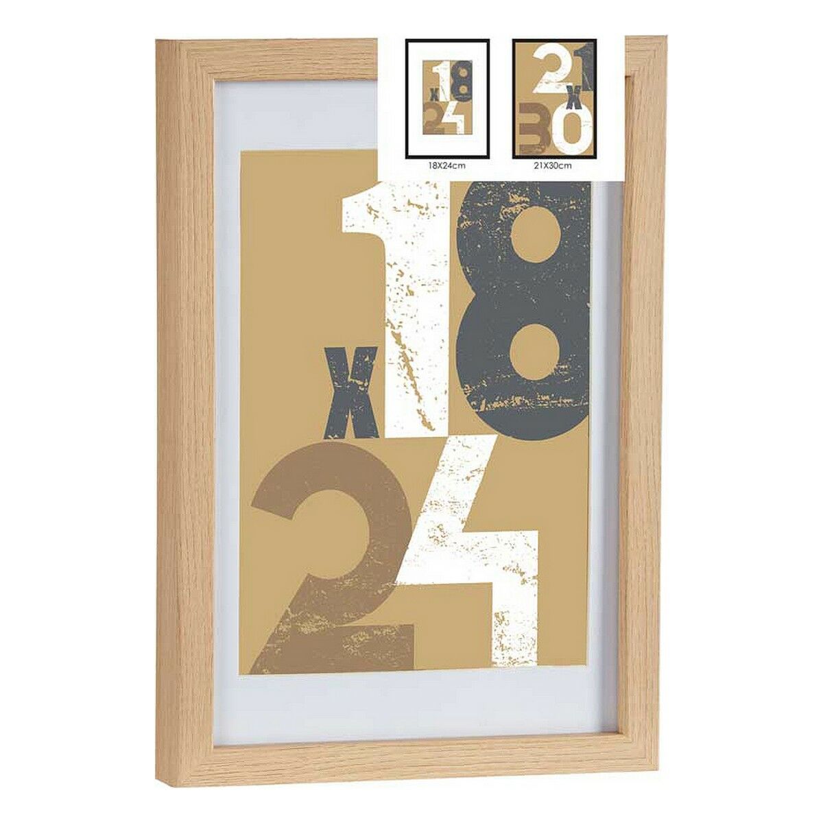 Photo frame Gift Decor Natural Glass MDF Wood (6 Units)-1