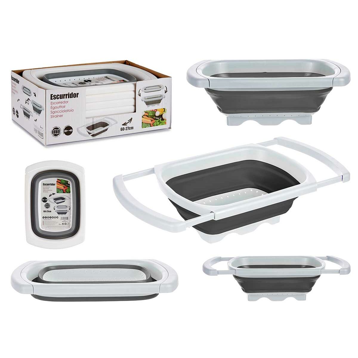 Strainer Kinvara White Grey polypropylene TPR 60 x 26 x 12 cm 39,5 x 4,5 x 26 cm (6 Units)-1