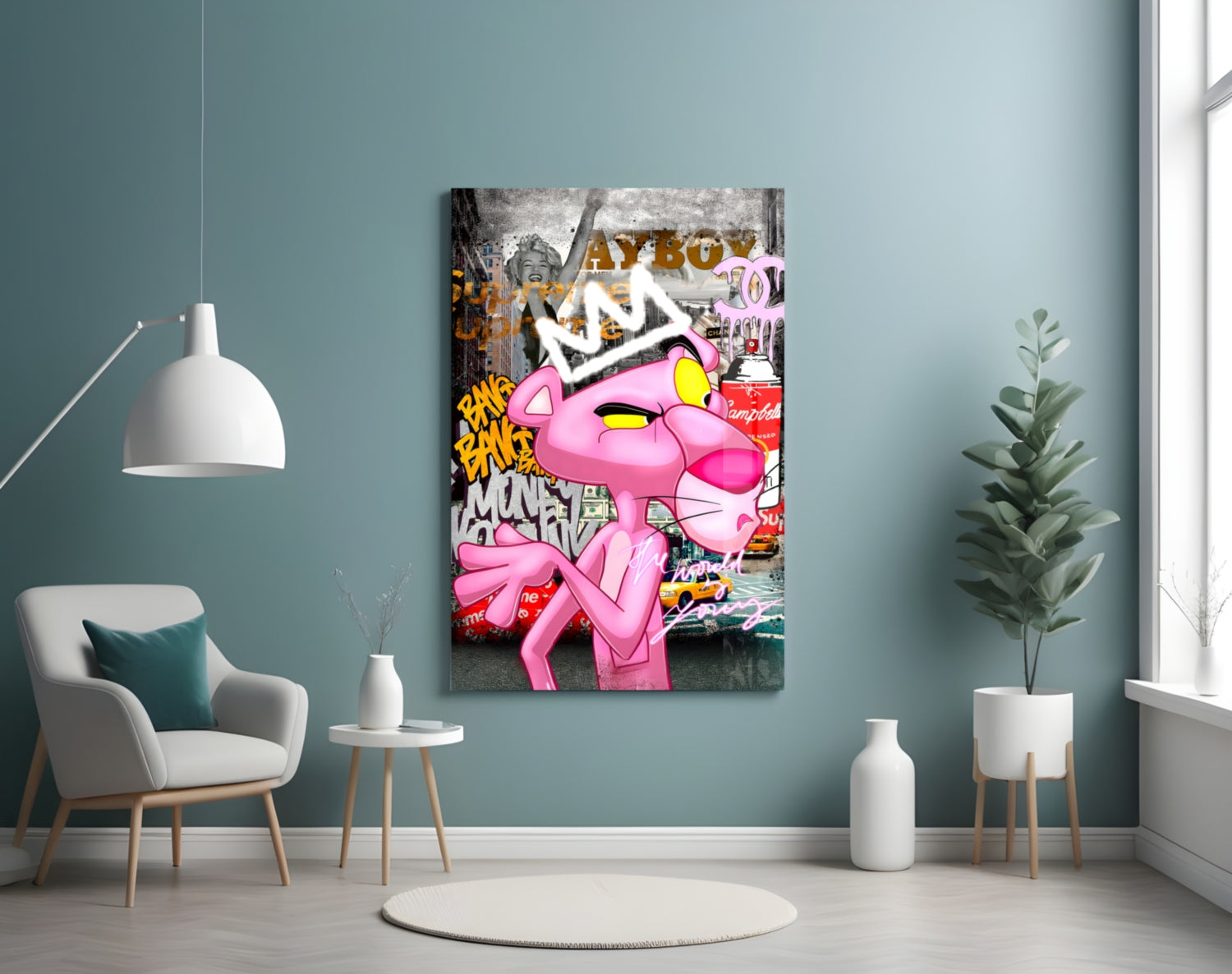 The Pink Panther's City States Glass Wall Art || Designer Collection-3