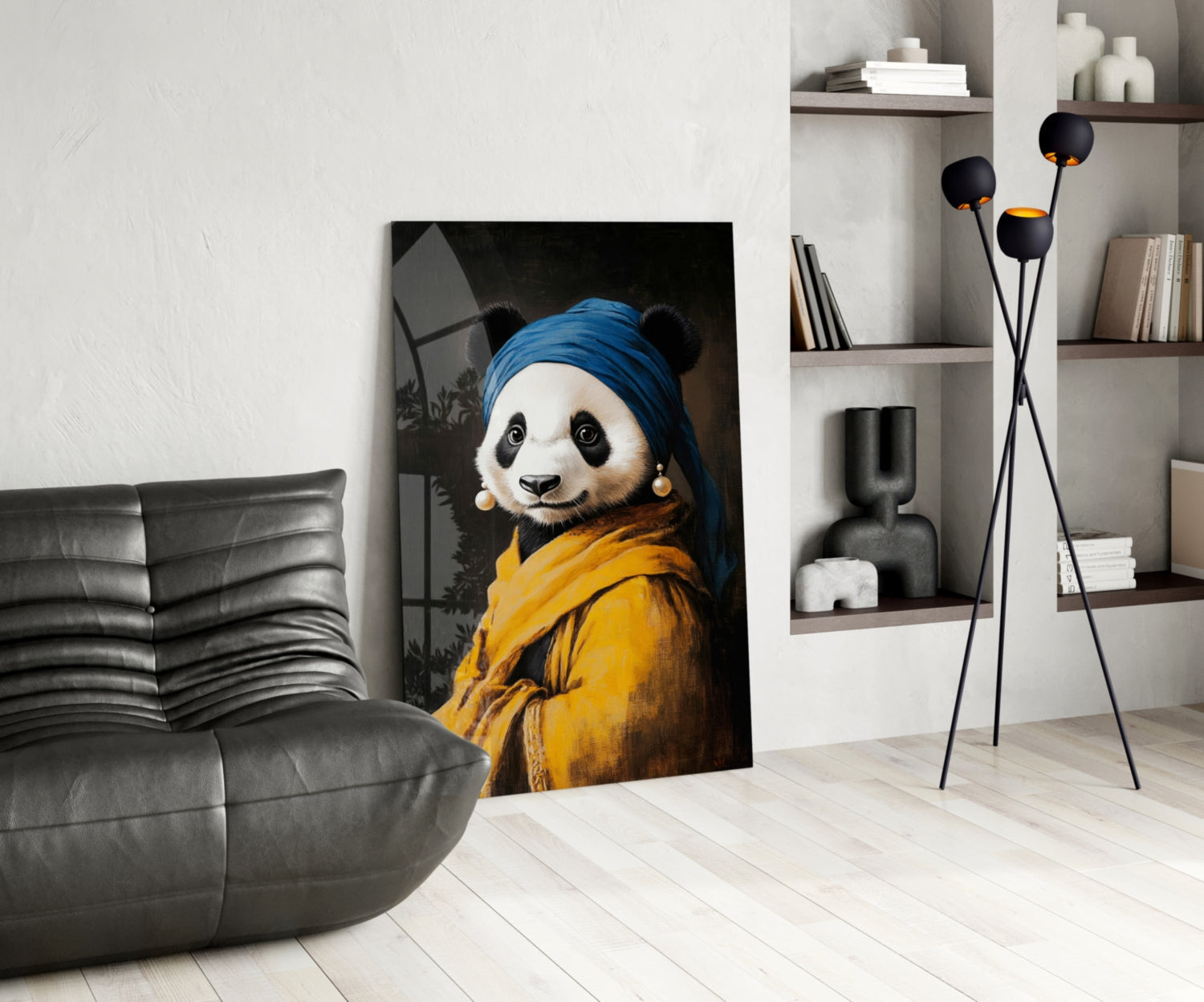 Panda with a Pearl Earring Glass Wall Art || Designer Collection-4