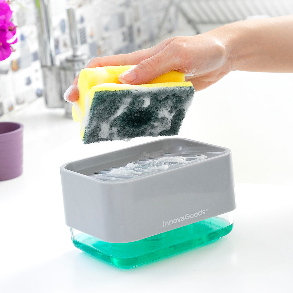 2-in-1 Soap Dispenser for the Kitchen Sink Pushoap InnovaGoods-7