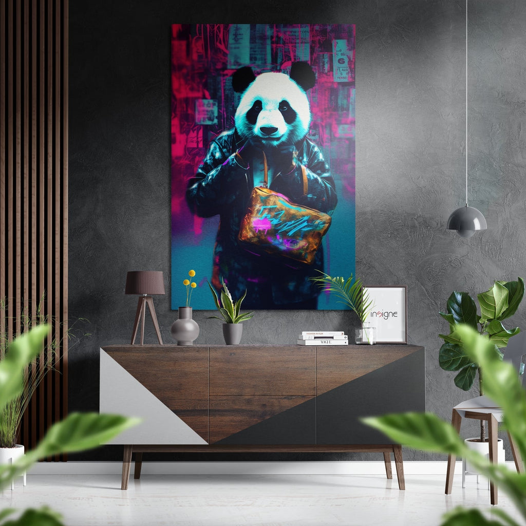Fashionate Panda Brushed Aluminum Dibond Wall Art-0
