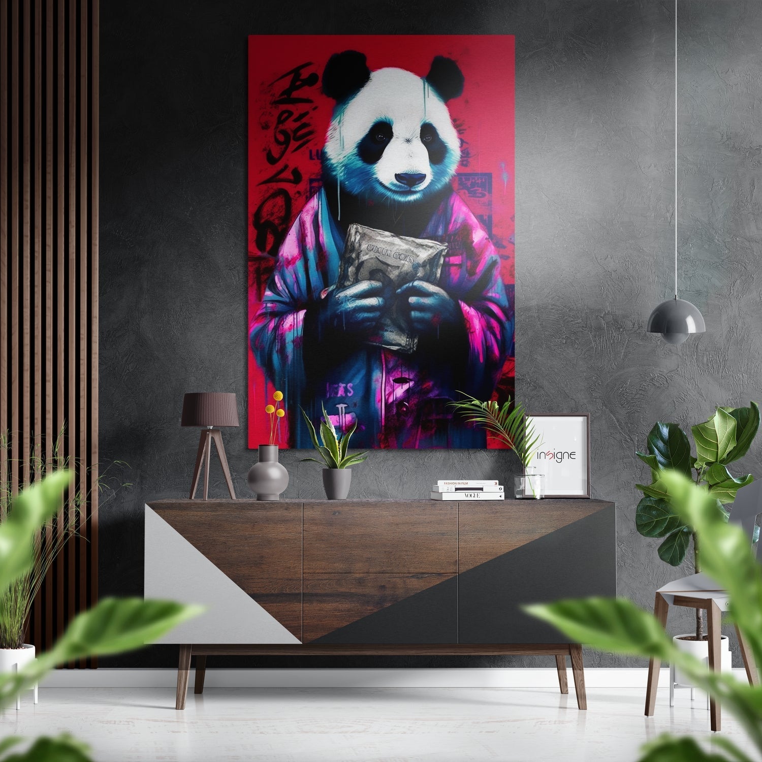 Panda Brushed Aluminum Dibond Wall Art-0