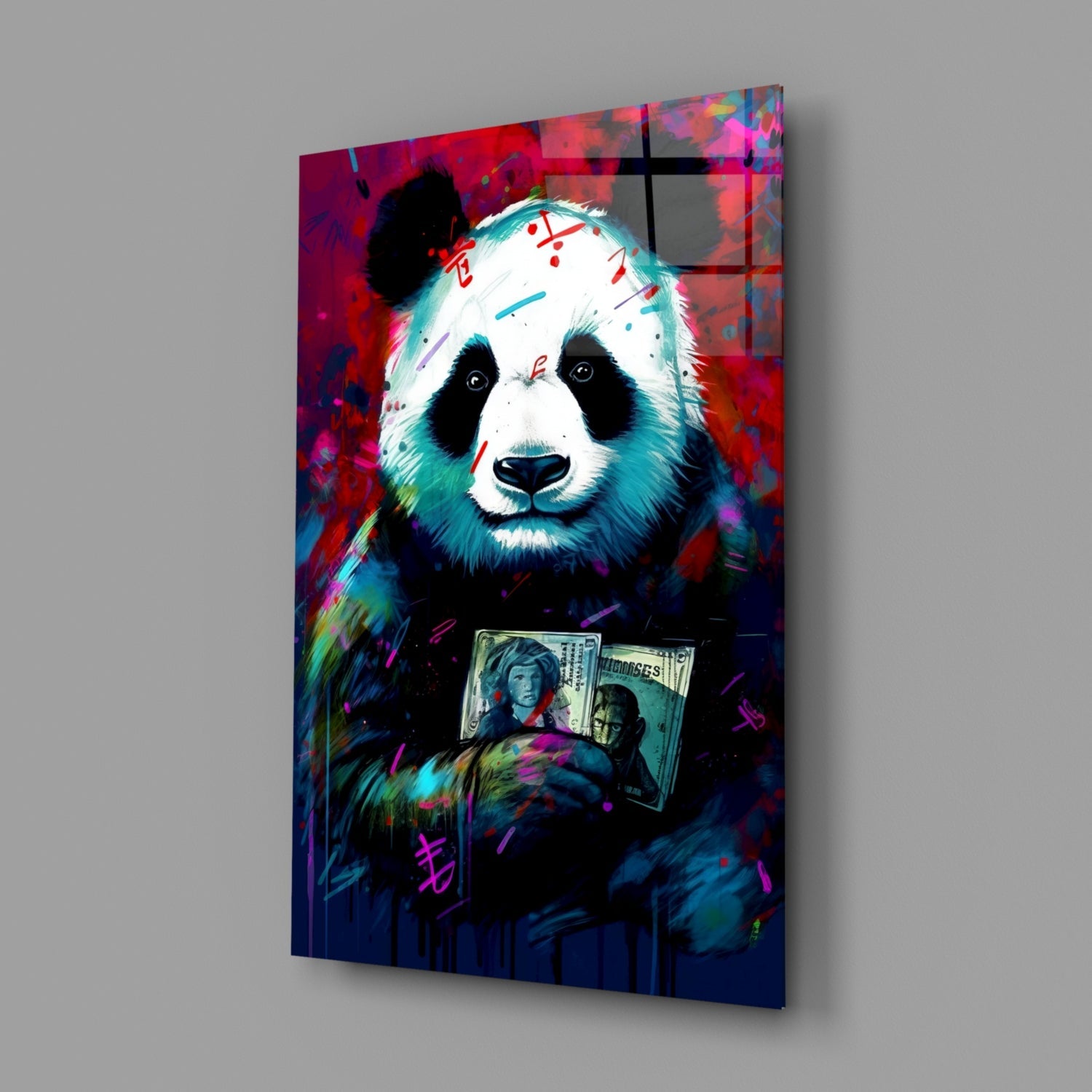 Bibliophile Panda Glass Wall Art || Designer Collection-1