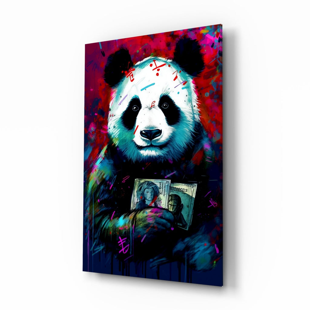 Bibliophile Panda Glass Wall Art || Designer Collection-0