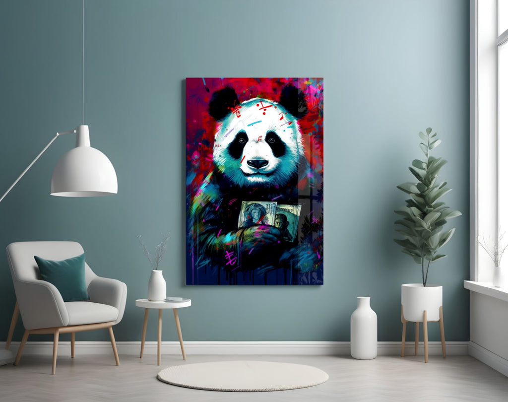 Bibliophile Panda Glass Wall Art || Designer Collection-3