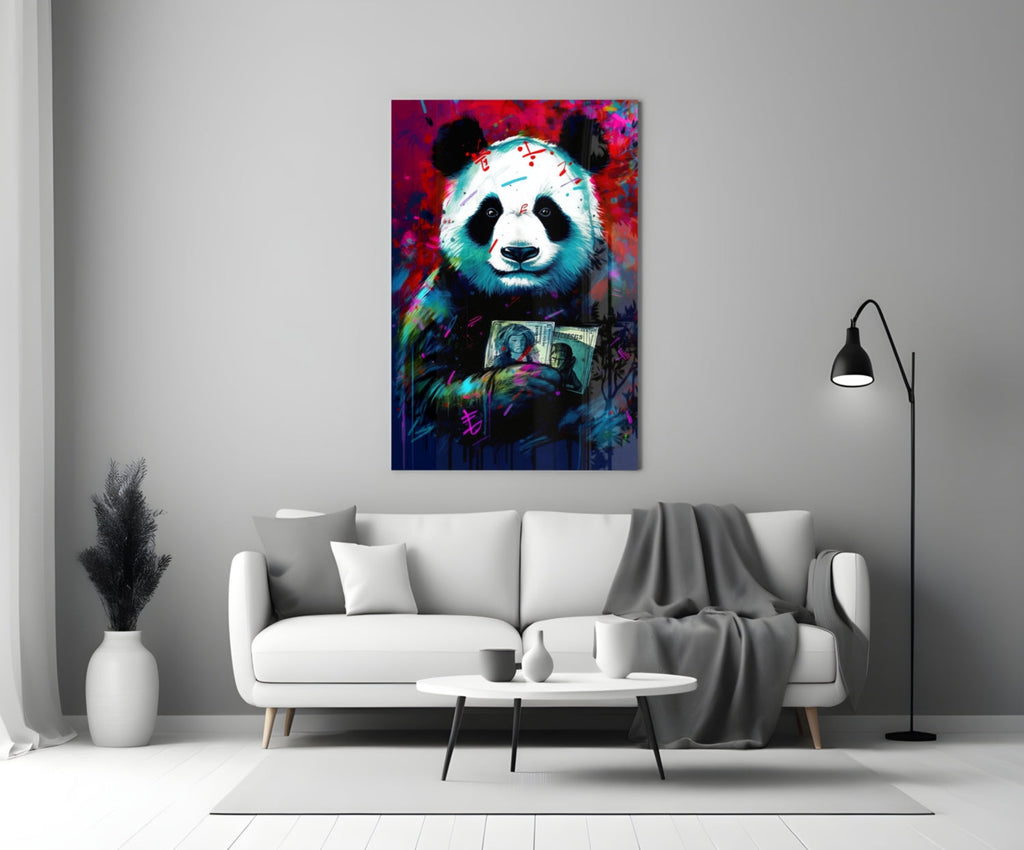 Bibliophile Panda Glass Wall Art || Designer Collection-2