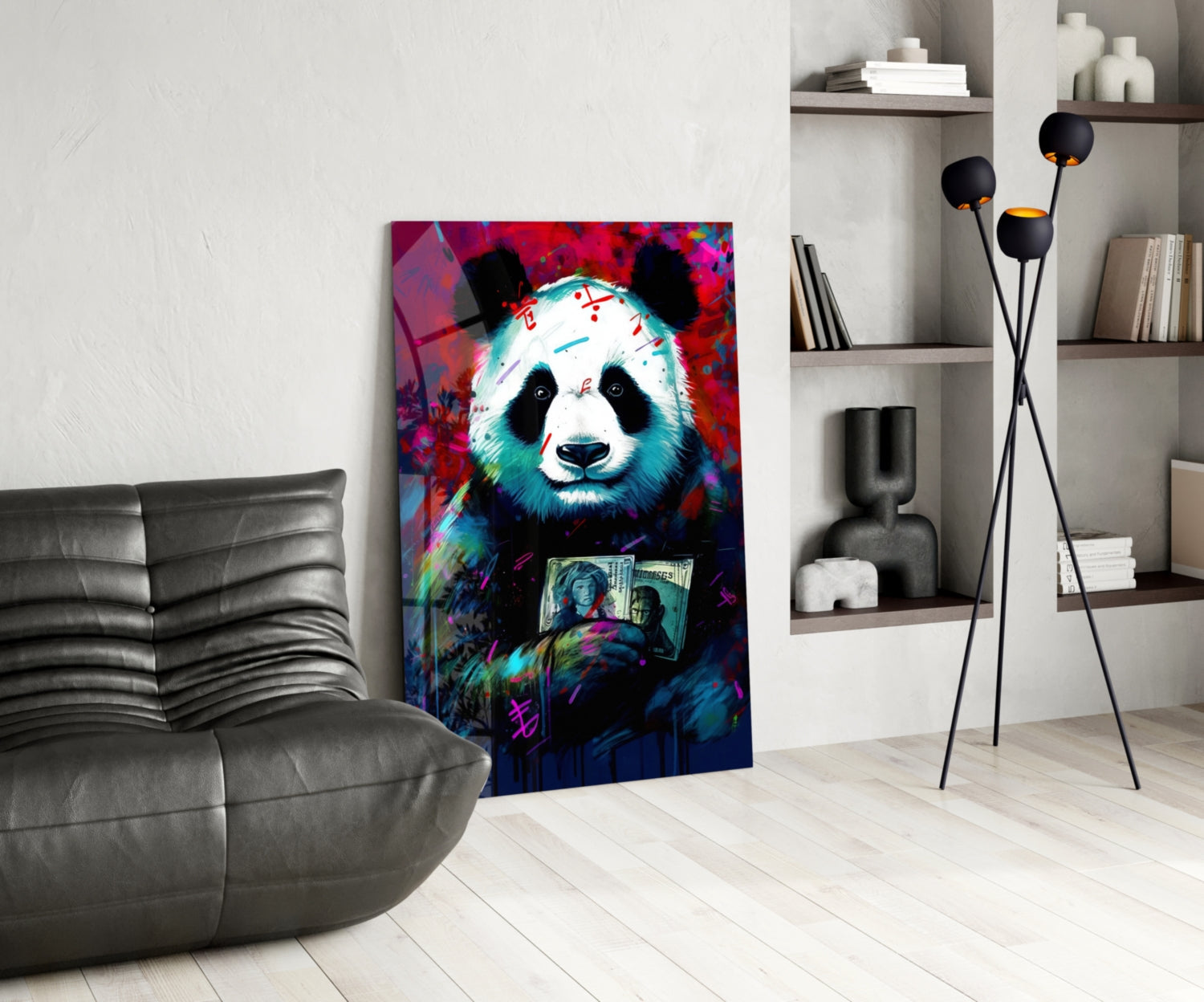 Bibliophile Panda Glass Wall Art || Designer Collection-4