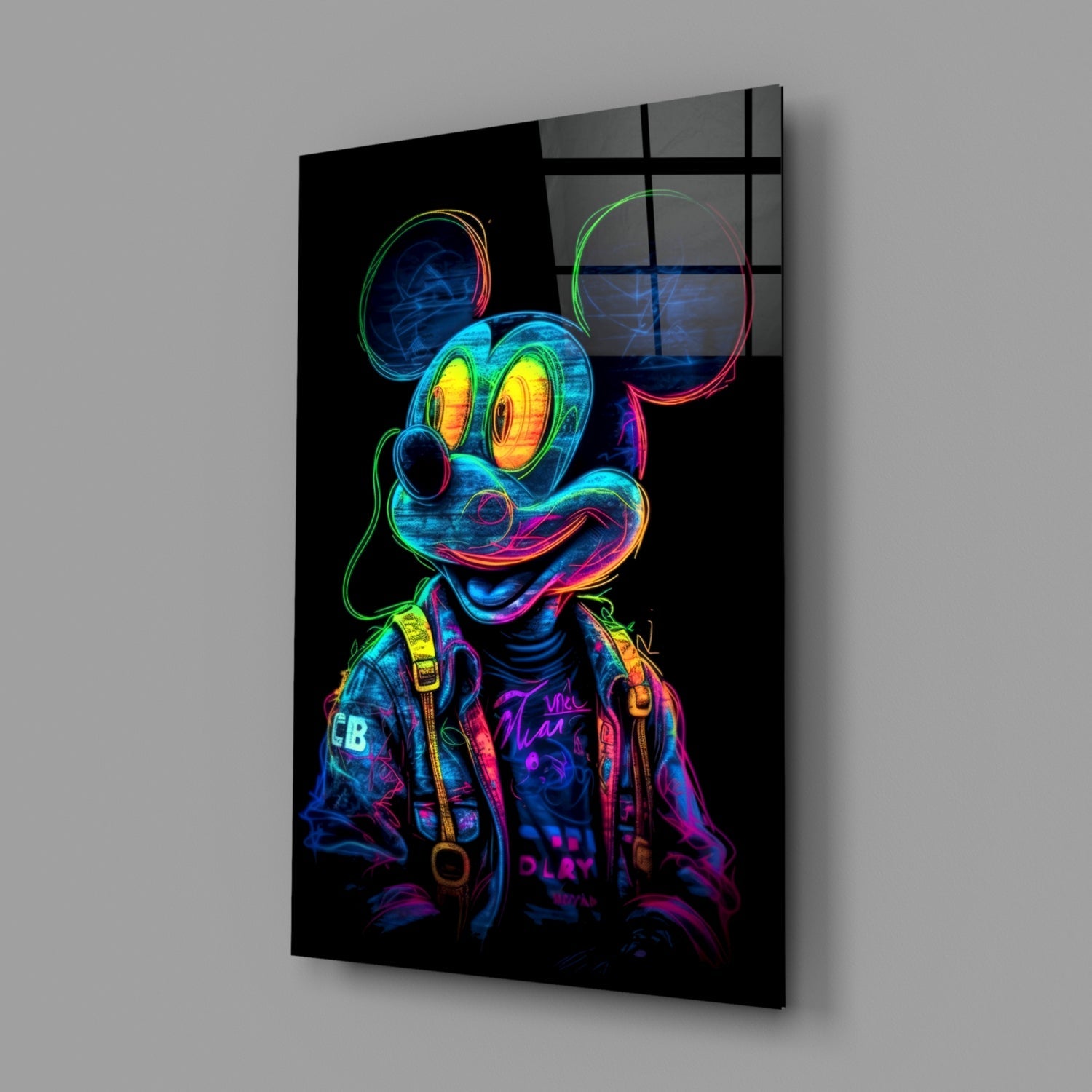 Neon Mouse Glass Wall Art || Designer Collection-1