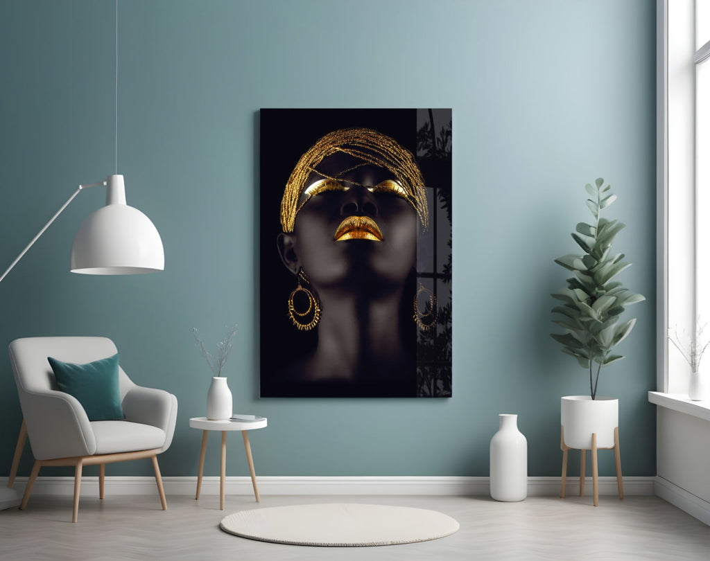 Gold Woman Glass Wall Art-3