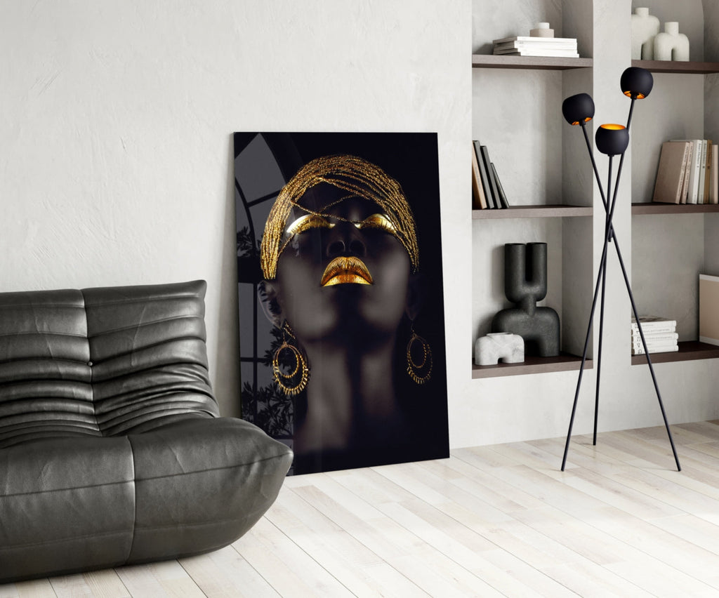 Gold Woman Glass Wall Art-4