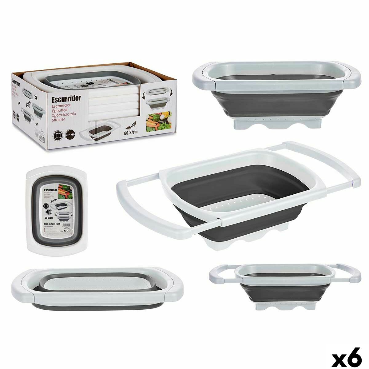 Strainer Kinvara White Grey polypropylene TPR 60 x 26 x 12 cm 39,5 x 4,5 x 26 cm (6 Units)-0