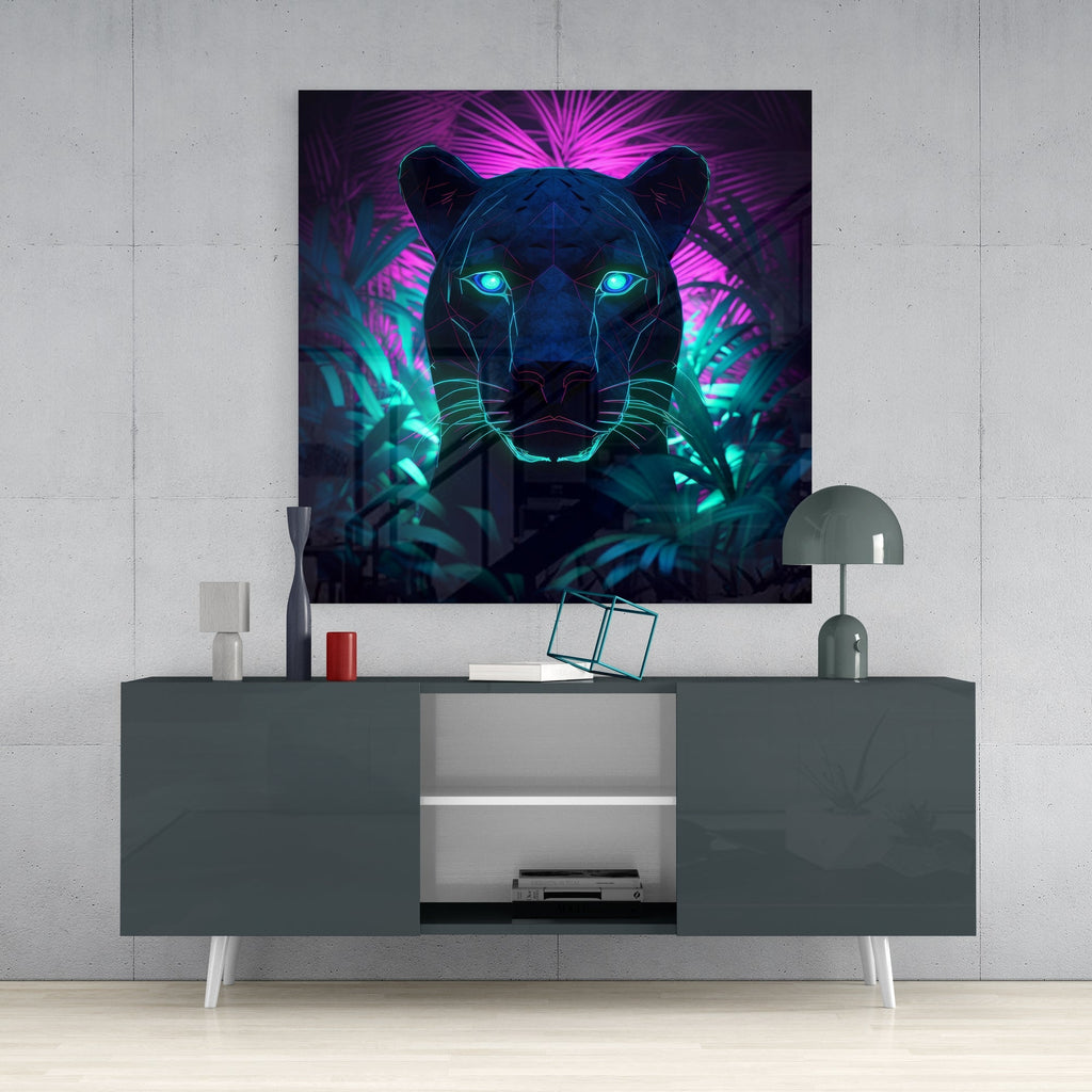 Neon Panther Glass Wall Art  || Designers Collection-3