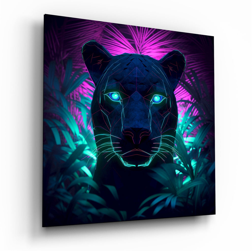 Neon Panther Glass Wall Art  || Designers Collection-0